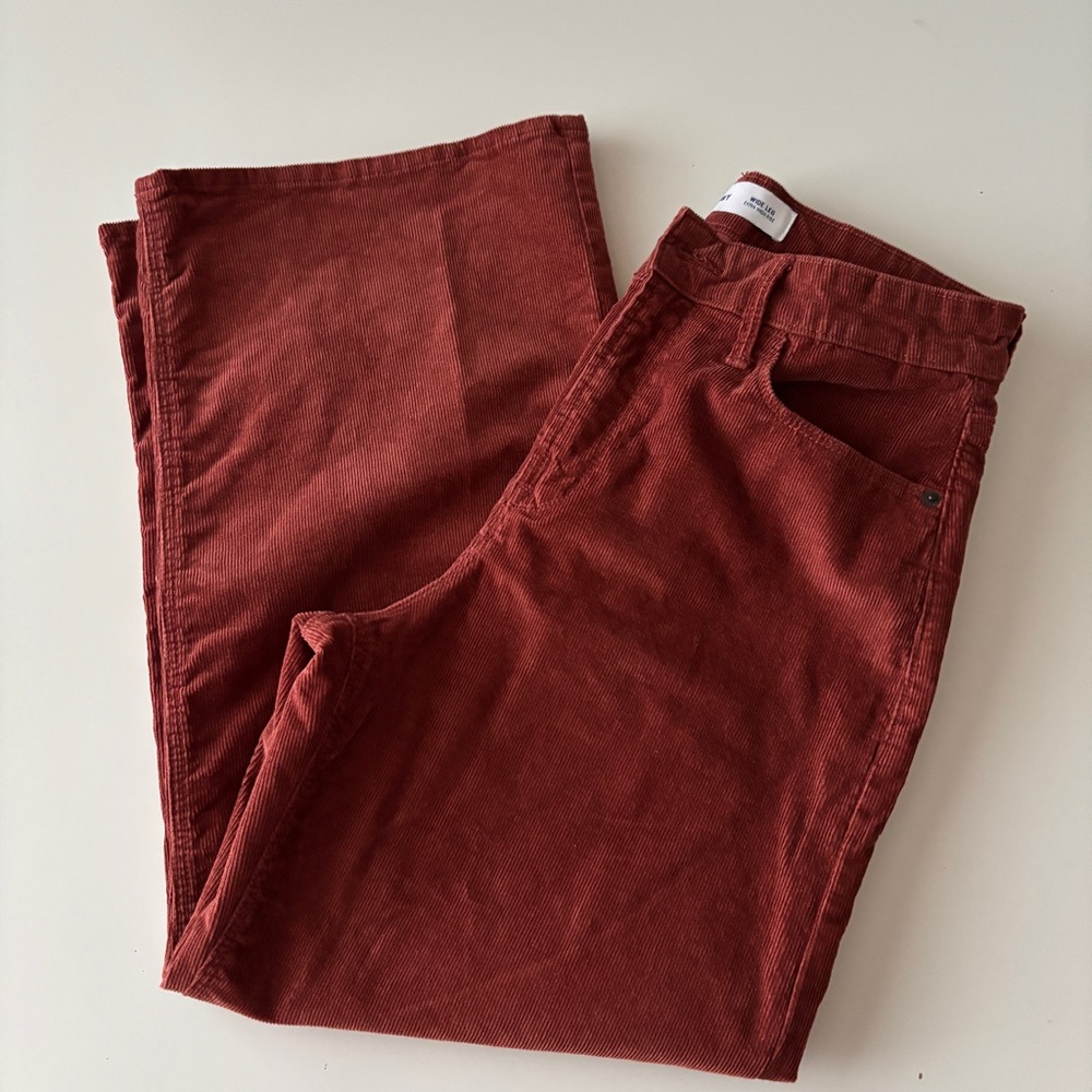 Rust Wide-Leg Corduroy Pants, Size 8 Petite - Picture 2 of 9